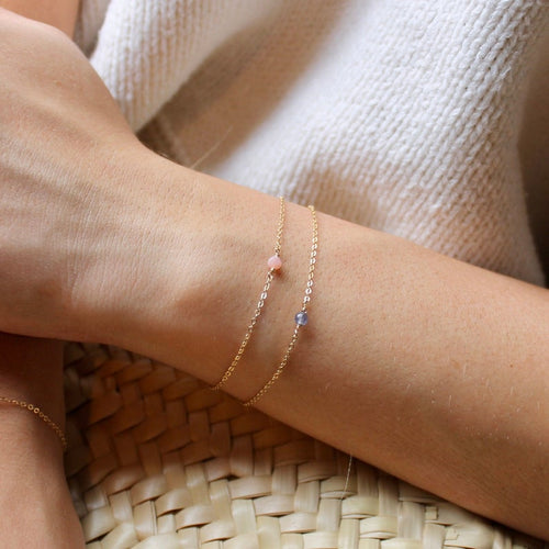 Dainty gemstone bracelet in 14k gold