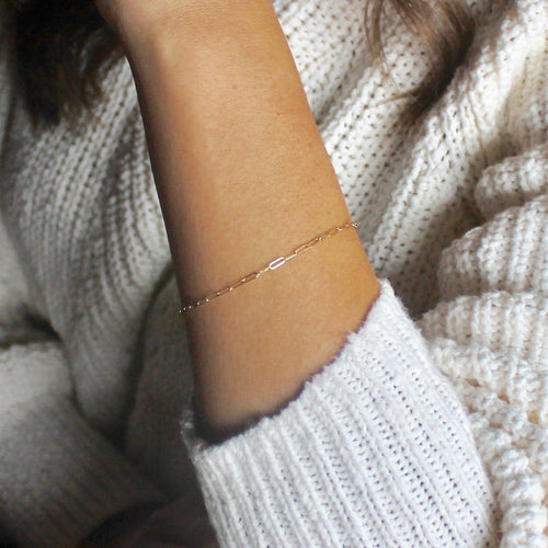 Pure gold modern cable bracelet