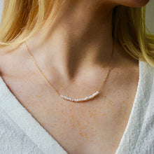 Load image into Gallery viewer, Simple pearl bar necklace in 14k gold
