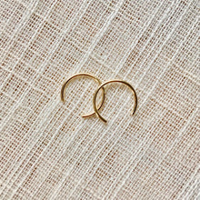 Load image into Gallery viewer, Tiny minimal open hoop earrings in 14k gold
