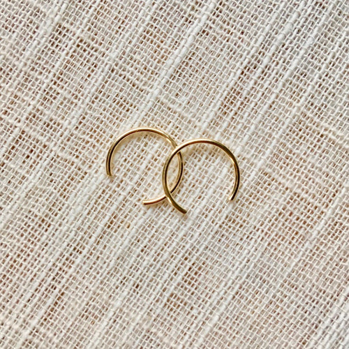 Tiny minimal open hoop earrings in 14k gold