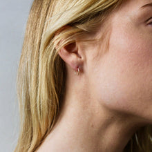 Load image into Gallery viewer, mini open hoop earrings in solid 14k gold
