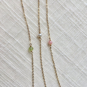 14k gold and tiny gemstone necklace