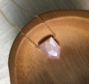 Geometric peach moonstone necklace