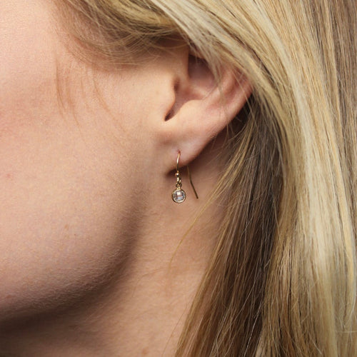 minimal cz diamond drop earrings