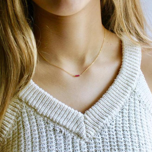Dainty birthstone necklace made in 14k gold