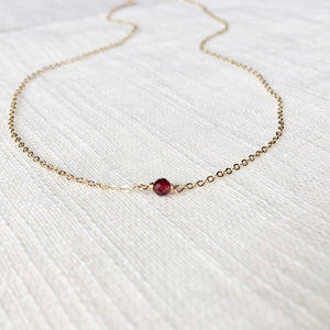 Simple 14k birthstone necklace