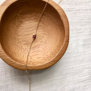 Garnet and solid 14k gold necklace