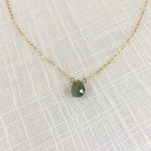 Moss aquamarine necklace in 14k gold