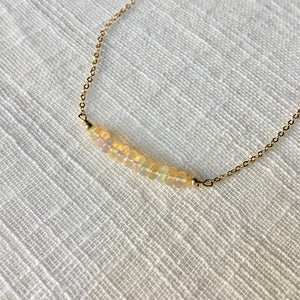 14k gold Opal bar necklace