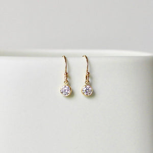 tiny cz diamond dangle earrings