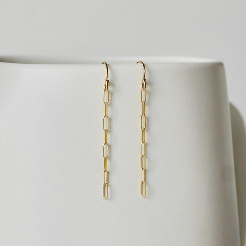 Pure 14k gold chain link earrings