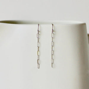 simple white gold chain link earrings