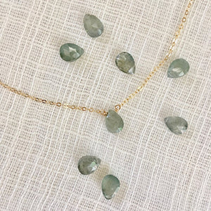 Moss Aquamarine necklace made in pure 14k gold