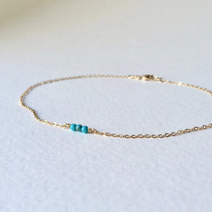 Dainty birthstone anklet in 14k gold