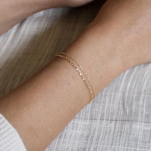 Modern 14k dual chain bracelet