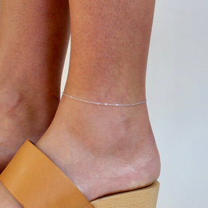 Barely there white gold chain anklet