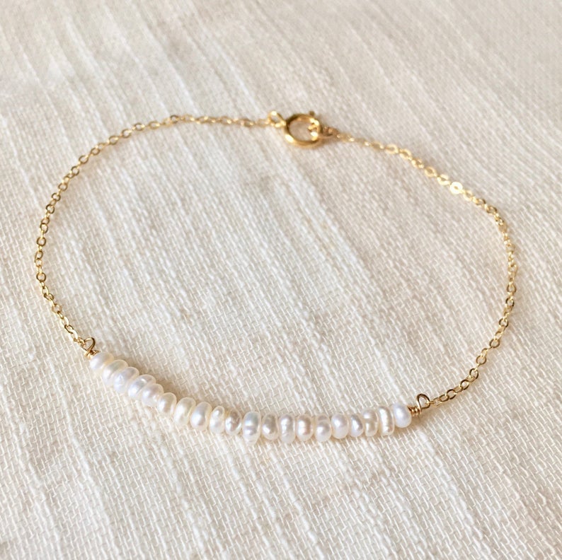 Freshwater pearl dainty chain bracelet