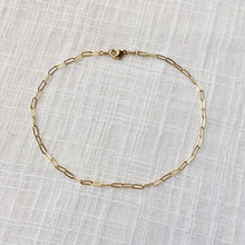 Load image into Gallery viewer, Paperclip Cable Chain Anklet in Pure 14 Gold
