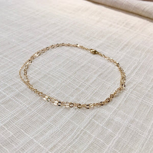 Glittery Multi Chain Anklet in Pure 14k Gold