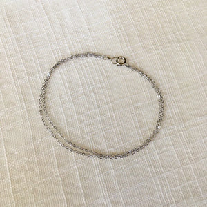 Dainty Double Chain Bracelet in Solid White Gold