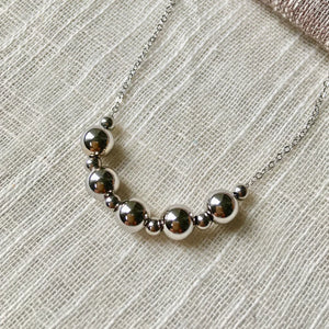 Classic Bead Necklace in Pure 14k White Gold