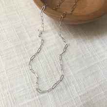 Load image into Gallery viewer, Simple Paper Clip Chain Necklace in 14k Solid White Gold
