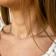 Load image into Gallery viewer, Simple Paper Clip Chain Necklace in 14k Solid Rose Gold
