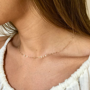 Sparkly Glitter Chain Necklace in Yellow Gold