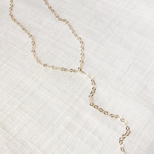 Sparkly Chain Lariat Necklace in Solid Gold