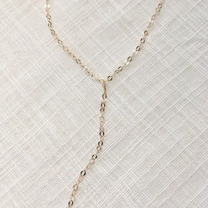 Sparkly Chain Lariat Necklace in Solid Gold