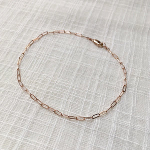 14k Rose Gold Minimal Paperclip Chain Anklet
